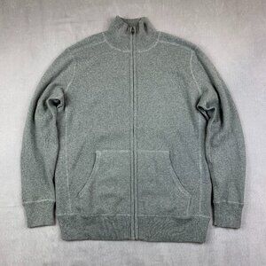 J Crew Mens Sweater Medium Gray Full Zip Long Sleeve Cotton Cashmere Blend Knit